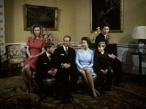 Princesa Anne, princ Andrew, princ Philip, kraljica Elizabeta, princ Edward in princ Charles